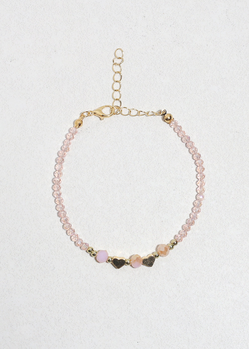Blush Heart Glow Beaded Bracelet