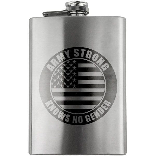 Army Strong Knows No Gender 8 oz. Flask flask