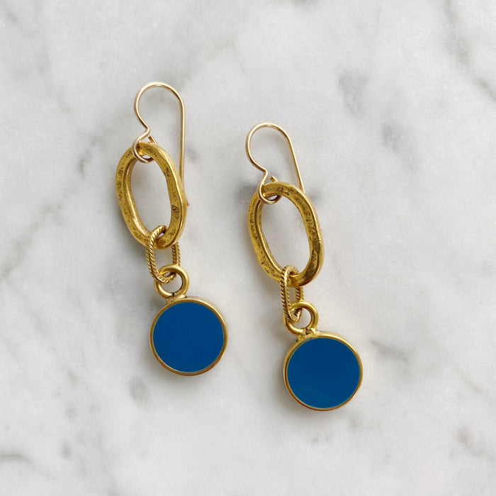 Cobalt Cloisonne' Pendant Color Earrings