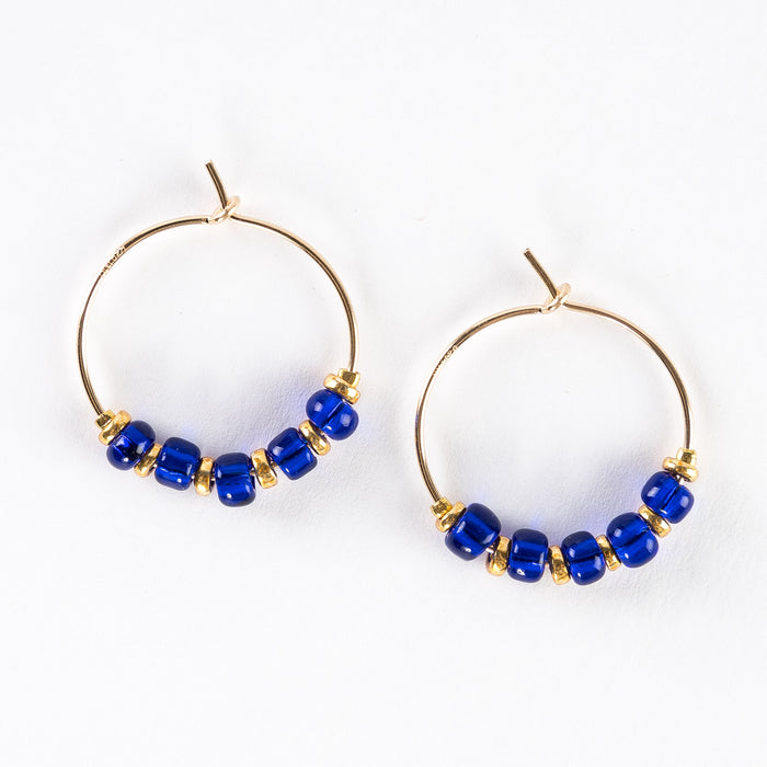 ~ Delicate Gold Hoop + Bead Earrings