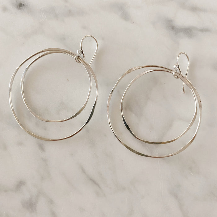 Double Hoop Earrings in Silver
