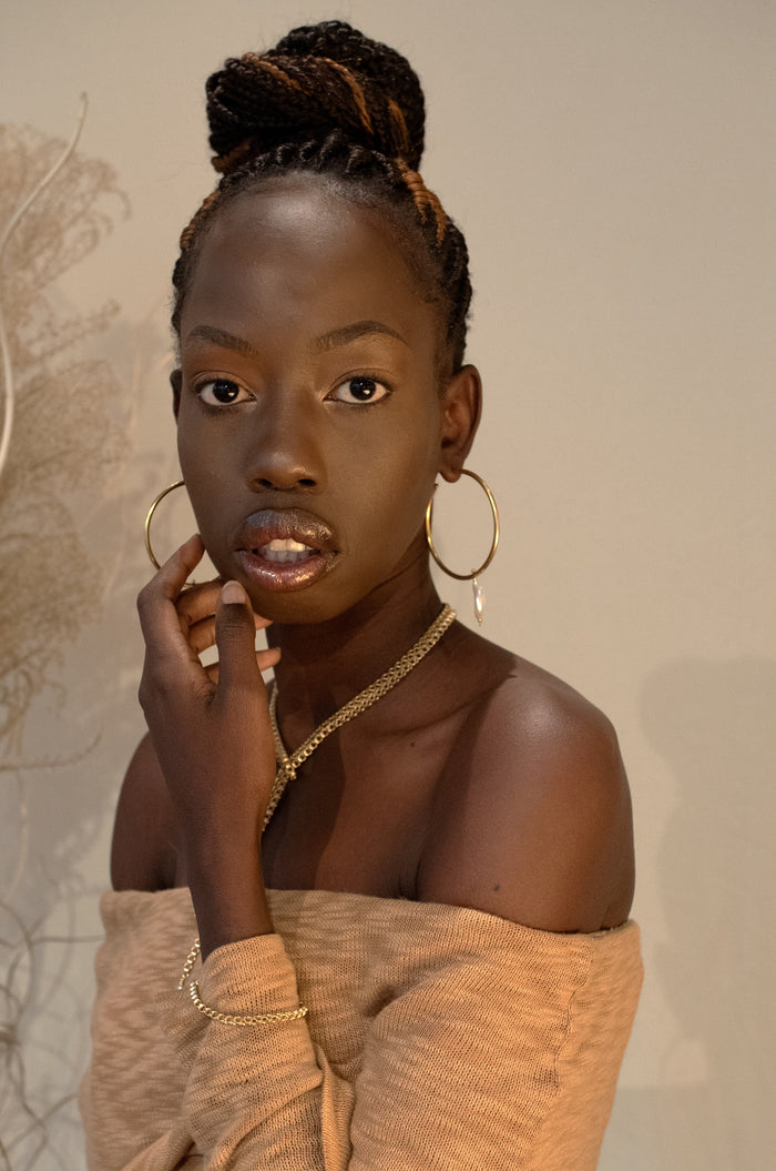 ~ Gold Hoops with Freshwater Pearl Drop Earrings
