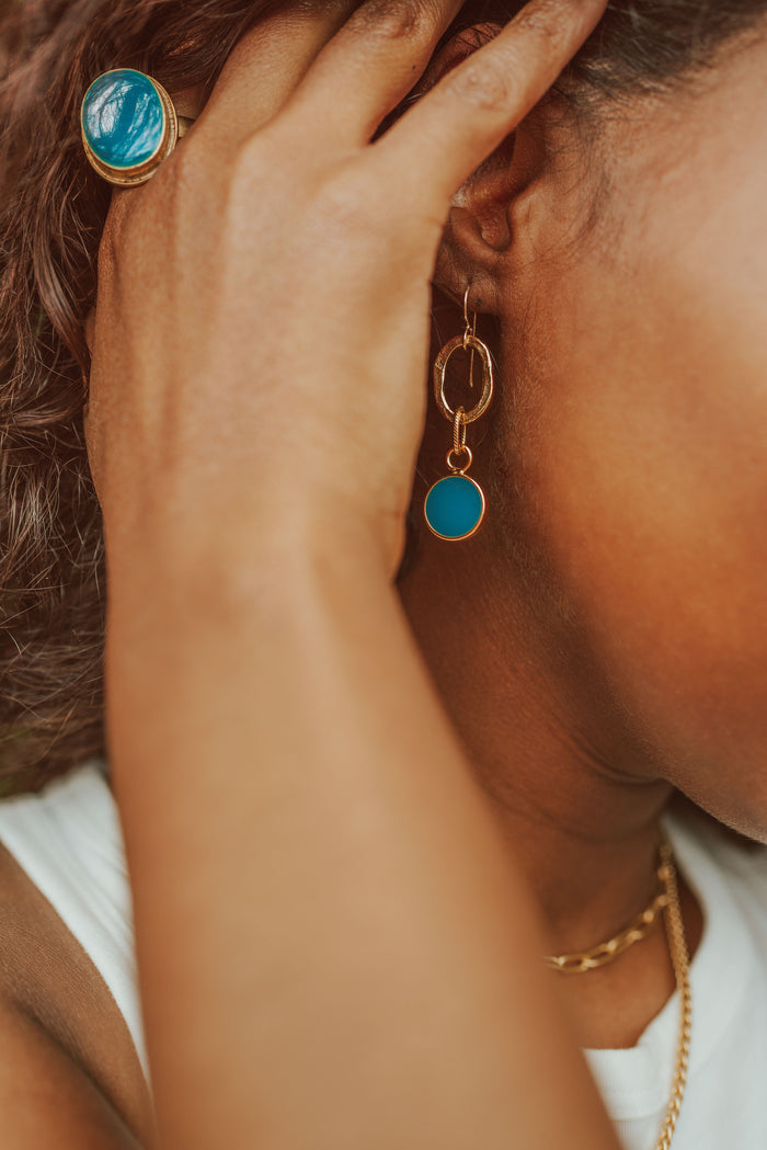Lapis Resin Pendant Color Earrings