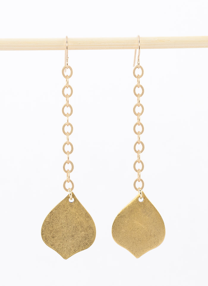Geometric Earrings: Moroccan Drop - 14k gold plated pendant on chain with 14k gold filled ear wires.