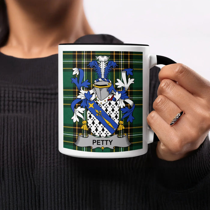 Petty black accent mug with Irish National Tartan crest design