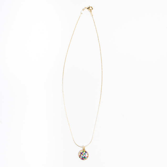 Simple Circle Pendant Necklace - with sprinkles!