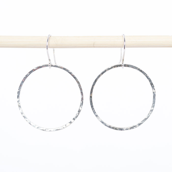 Sterling Silver Earring - hoop - Circle Drop - 1" - dangle - jewelry