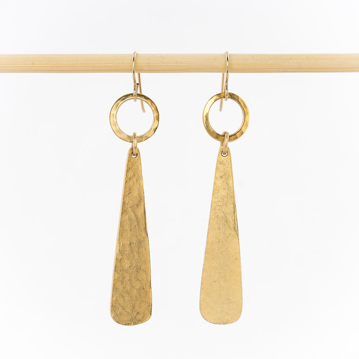 geometric dangle earrings - 14k gold plated pendants - women's jewelry - handmade in Maine