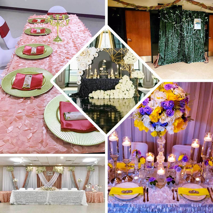 Elegant event decor with floral arrangements, table settings, and candle displays.