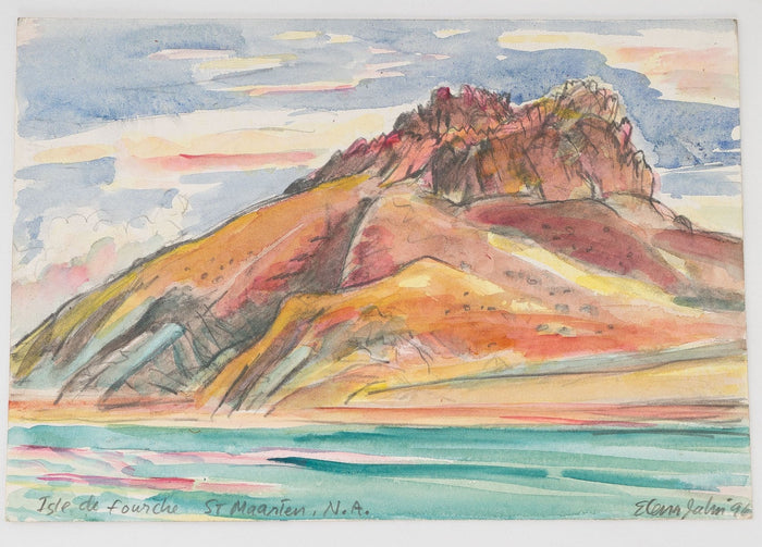 Watercolor of St. Maarten Landscape