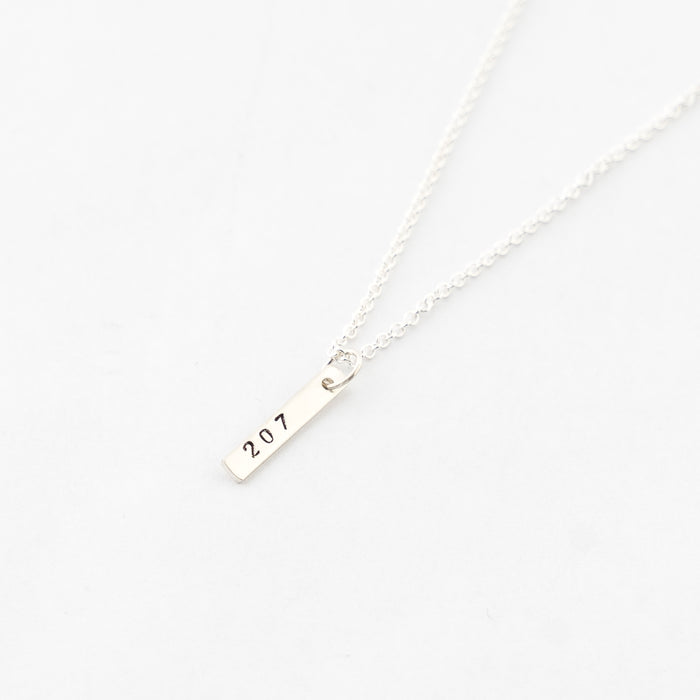geometric bar necklace - simple and modern - sterling silver - 207 Maine area code