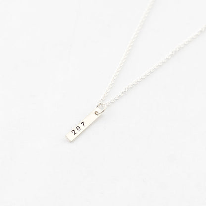 geometric bar necklace - simple and modern - sterling silver - 207 Maine area code