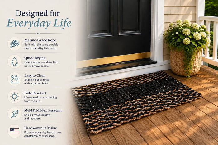 5 Stripe Lobster Rope Mat Black Brown Tan