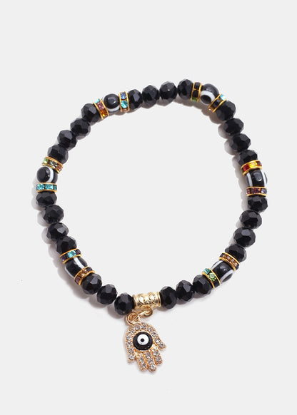 Hamsa Hand with Evil Eye Bead Bracelet