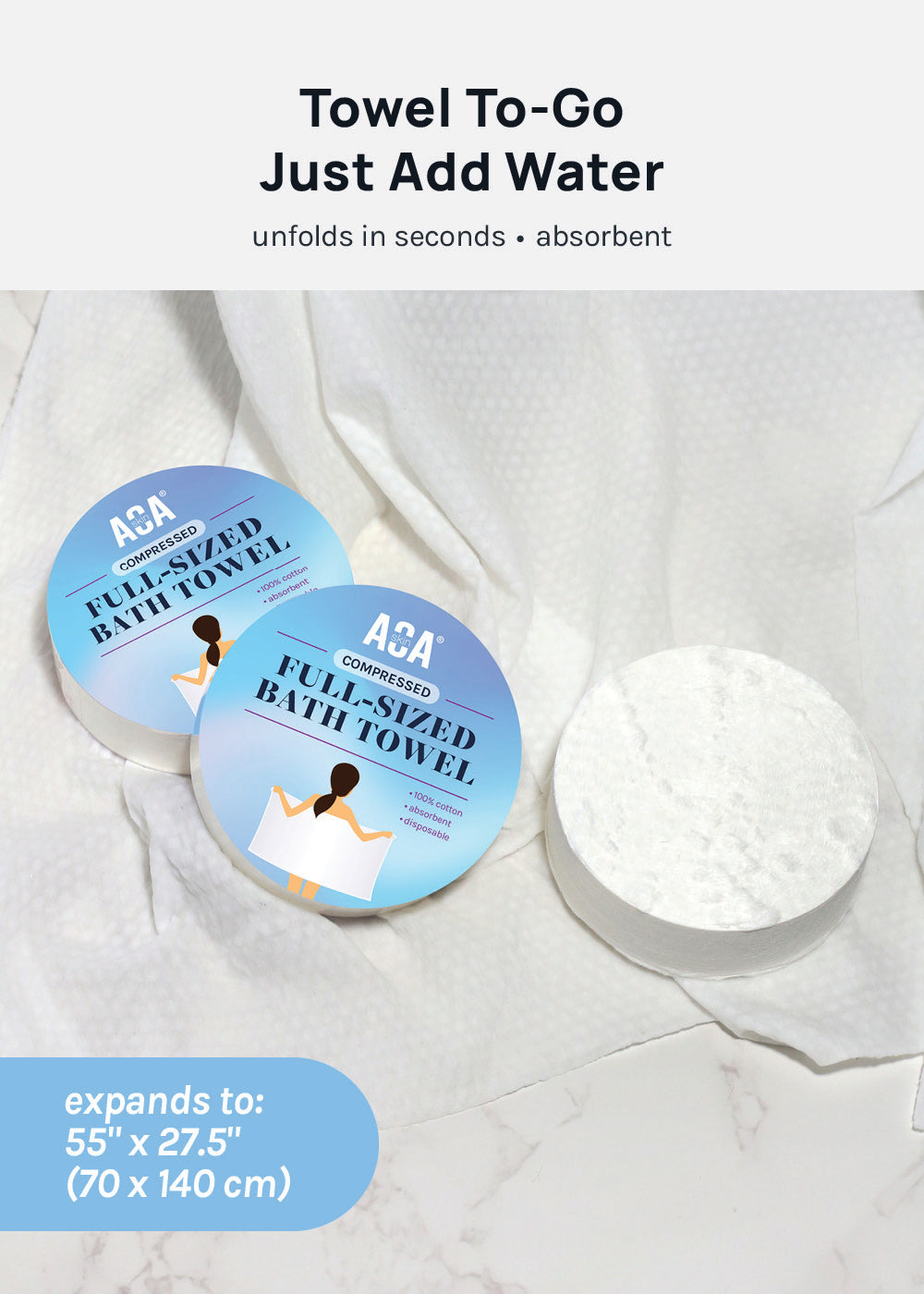 AOA Skin Compressed Full-Sized Bath Towel