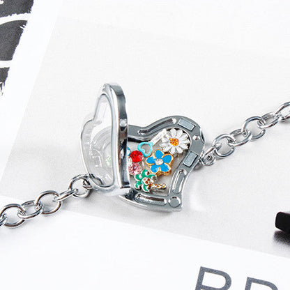 Heart Rhinestone Locket Charm