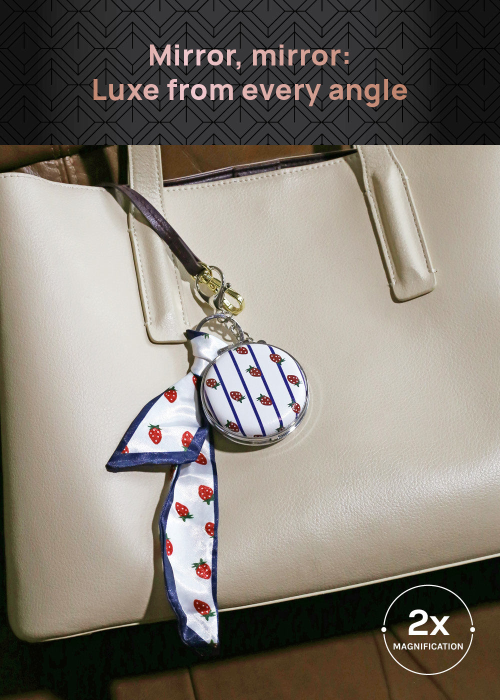 AOA Pro Double-Sided Compact Mirror – Striped Keychain