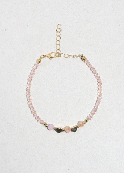 Blush Heart Glow Beaded Bracelet
