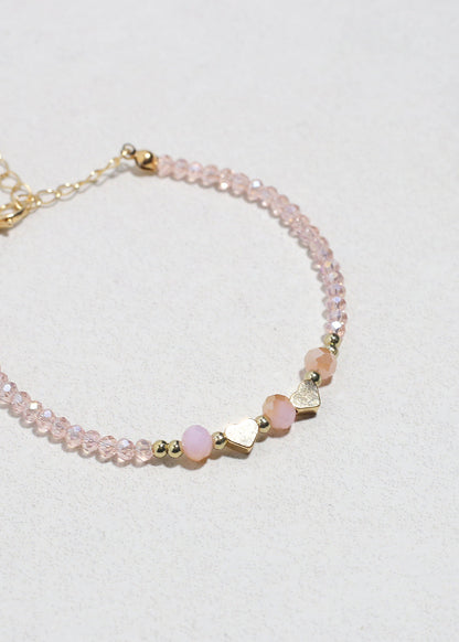 Blush Heart Glow Beaded Bracelet