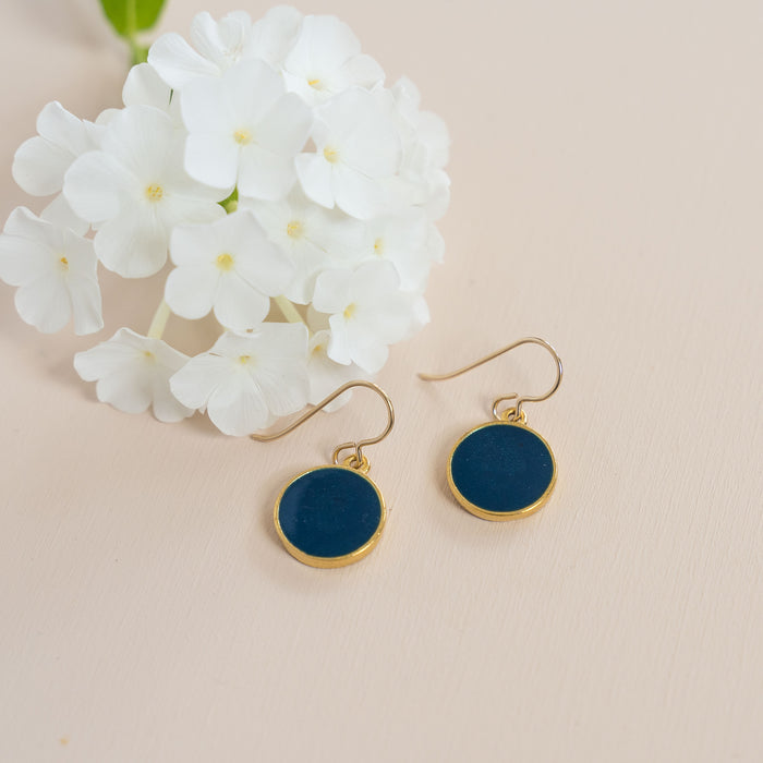 Azure + Brass Drop Earrings