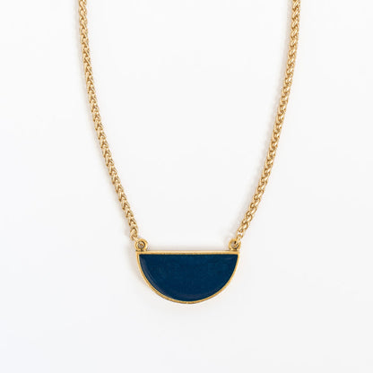Azure + Brass Half Moon Necklace