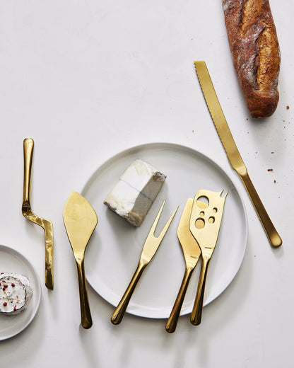 Barcelona Matte Gold Stainless Steel 5 Piece Cheese Service Gift Set [Online Only]