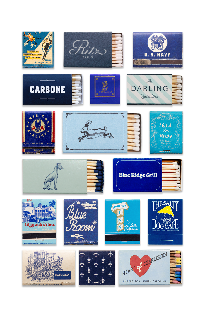 Blue Matchbook Collage Poster w/Frame Options [Online Only]