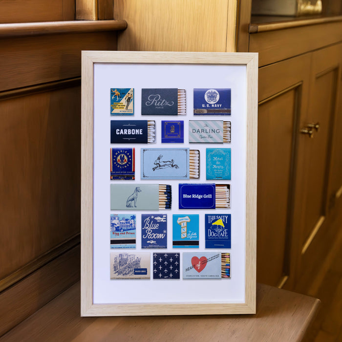Blue Matchbook Collage Poster w/Frame Options [Online Only]