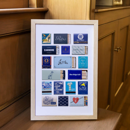 Blue Matchbook Collage Poster w/Frame Options [Online Only]