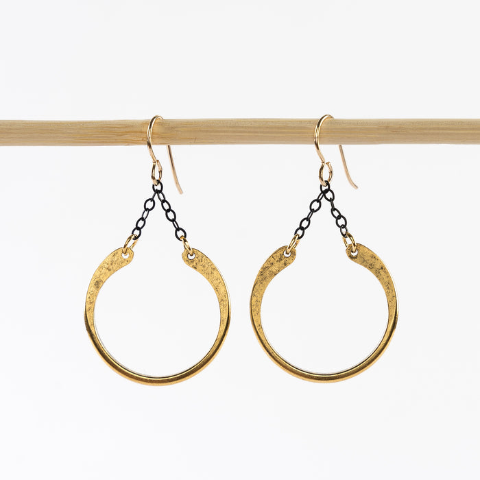 ~ Brass Hoop Drop Earrings