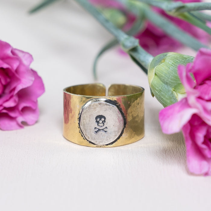 Brass Stamped Skull Ring