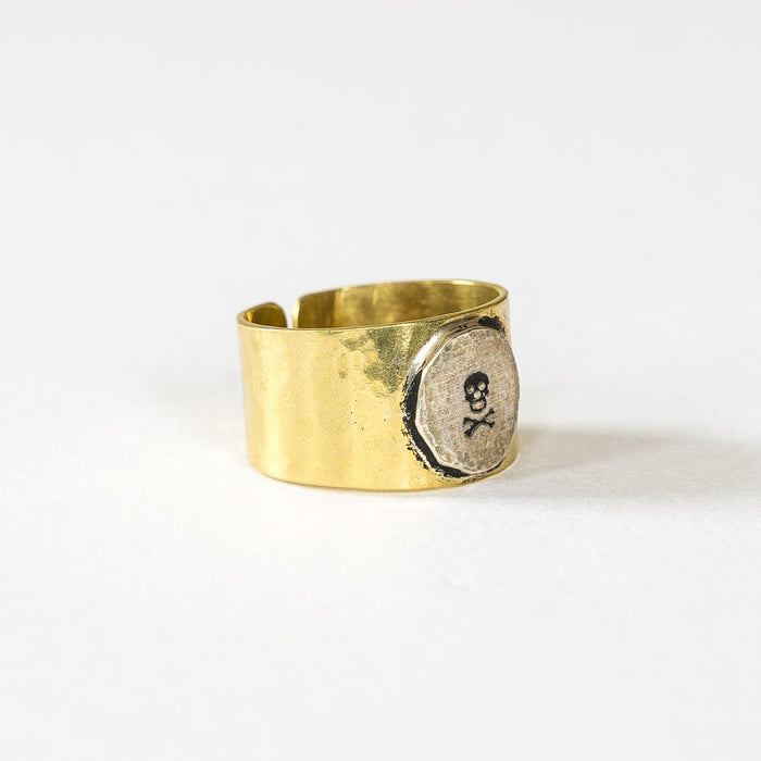 Brass Stamped Skull Ring
