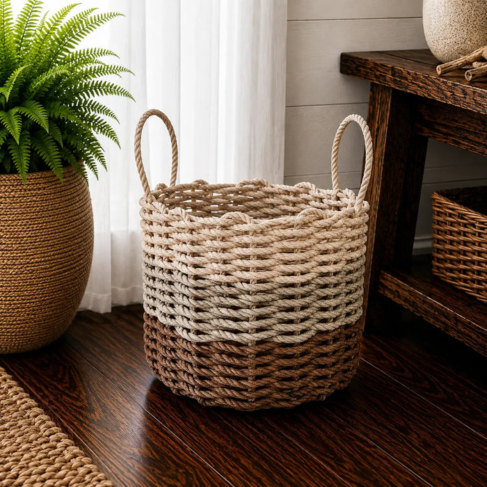 Brown, Tan, Light Tan Ombre Rope Basket