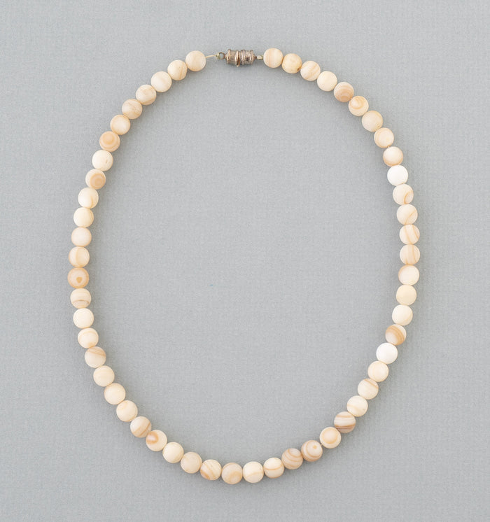 Ceramic and Milky Quartz Bead Necklace
