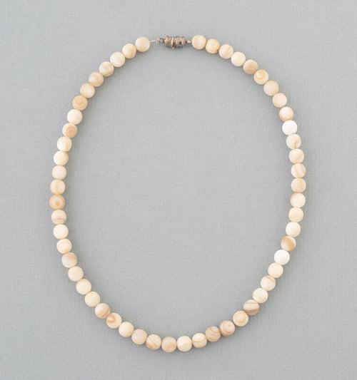 Ceramic and Milky Quartz Bead Necklace
