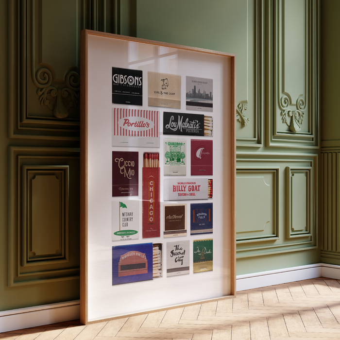 Chicago Matchbook Collage Poster w/Frame Options [Online Only]