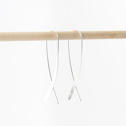 sterling silver crossover earrings - hoops - hammered metal - women's jewelry - handmade in Maine