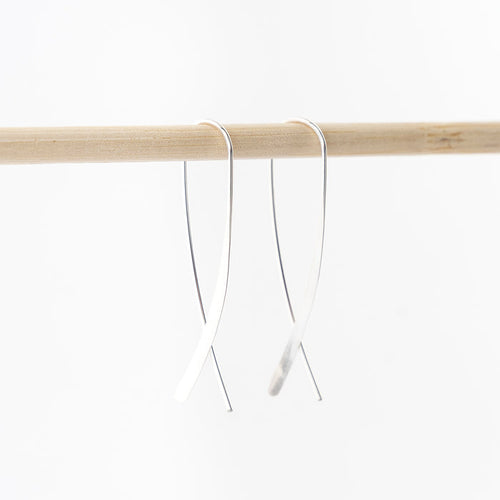 sterling silver crossover earrings - hoops - hammered metal - women's jewelry - handmade in Maine