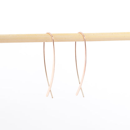 rose gold crossover earrings - dangle