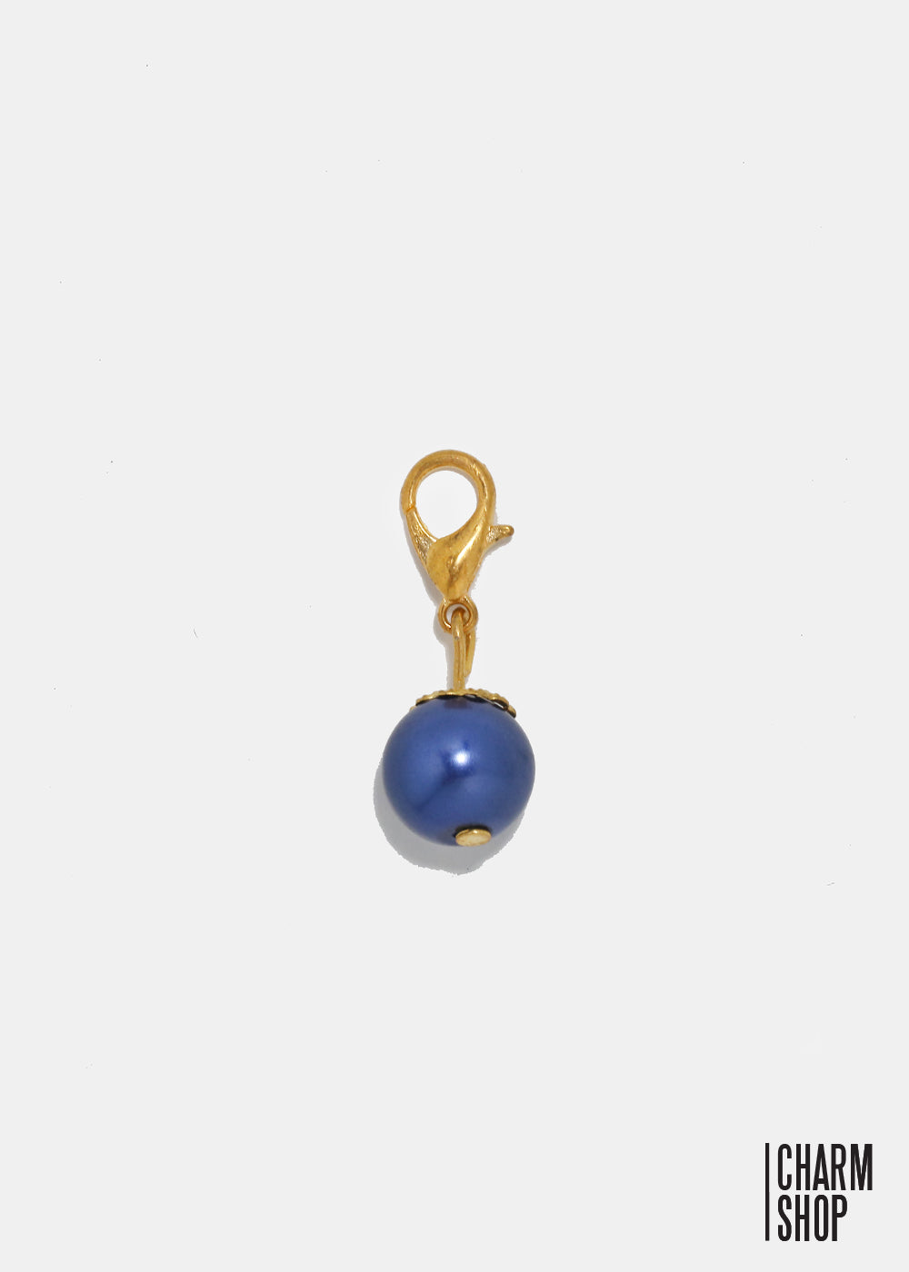 Gold Tone Navy Pearl Dangle Charm