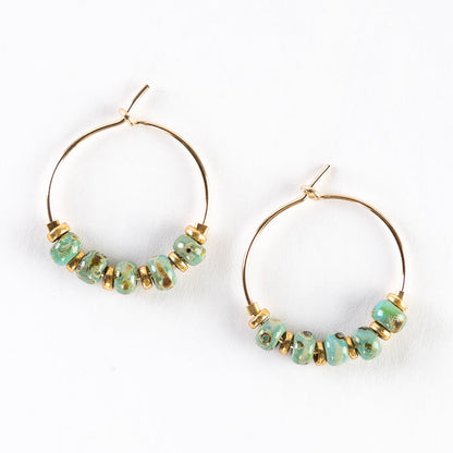~ Delicate Gold Hoop + Bead Earrings