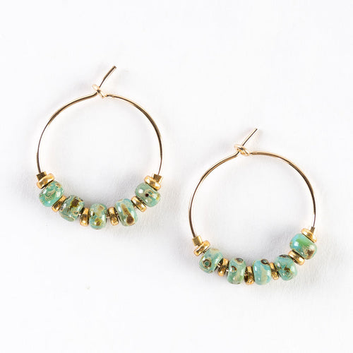 ~ Delicate Gold Hoop + Bead Earrings