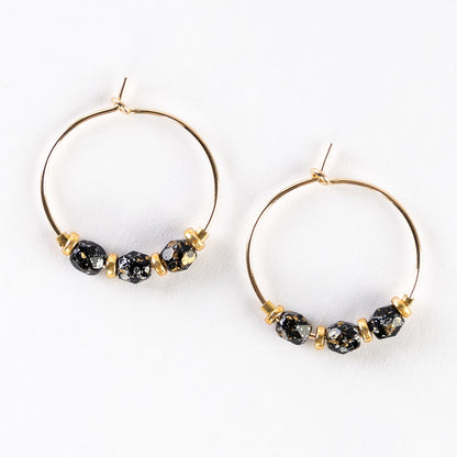 ~ Delicate Gold Hoop + Bead Earrings