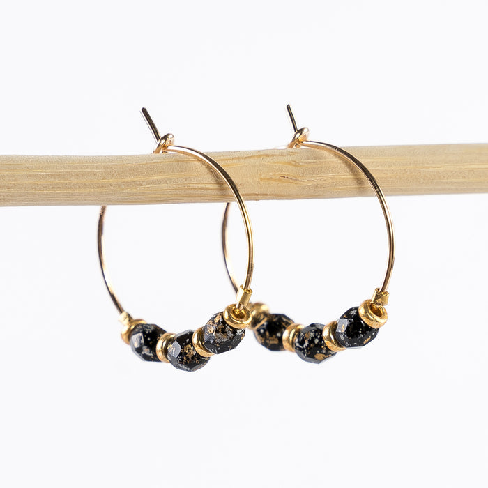 ~ Delicate Gold Hoop + Bead Earrings