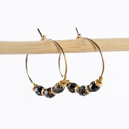 ~ Delicate Gold Hoop + Bead Earrings