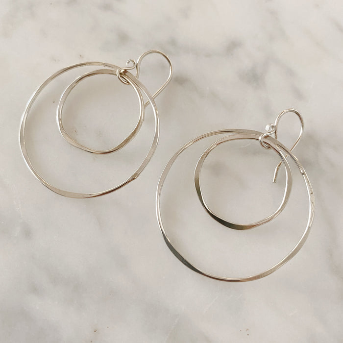 Double Hoop Earrings in Silver