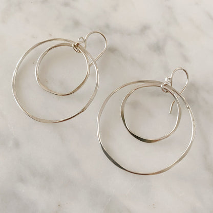 Double Hoop Earrings in Silver