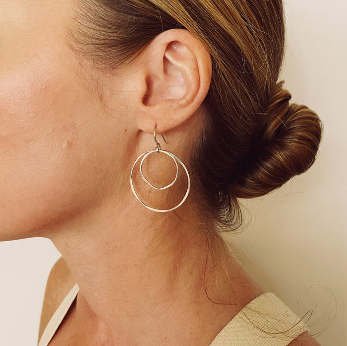 Double Hoop Earrings in Silver