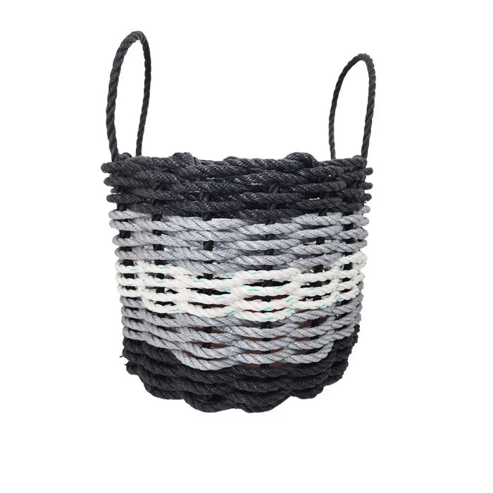 Five Stripe Rope Storage Basket Black, Gray and White
