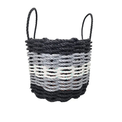 Five Stripe Rope Storage Basket Black, Gray and White